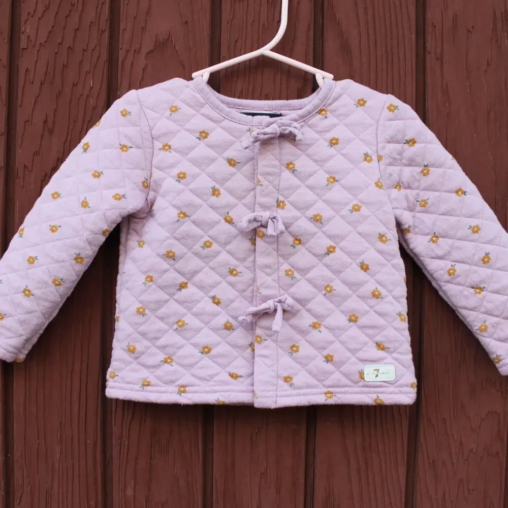 7 FOR ALL MANKIND | Baby Girls Pink Quilted Ditsy Floral Matching Set 18M